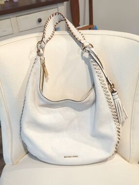 Michael Kors Leather Hobo with Braided Handle and Tassel